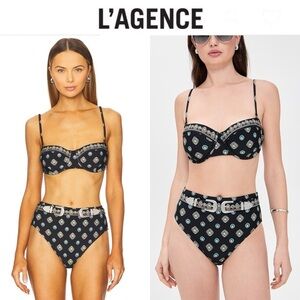 L'AGENCE Alexandra Bikini Top Vanessa High-Waisted Bikini Bottom Set sz M NWT
